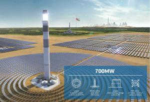迪拜700MW一塔三槽光热发电项目正式动工！迪拜酋长为其站台