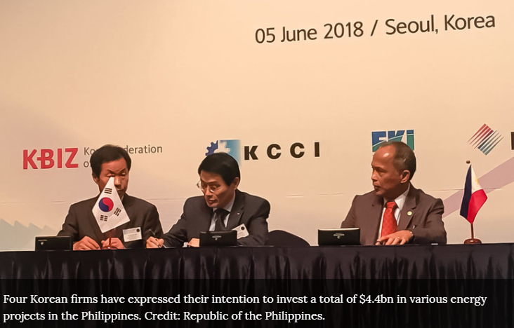 四家韩国公司将在菲律宾能源领域投资44亿美元