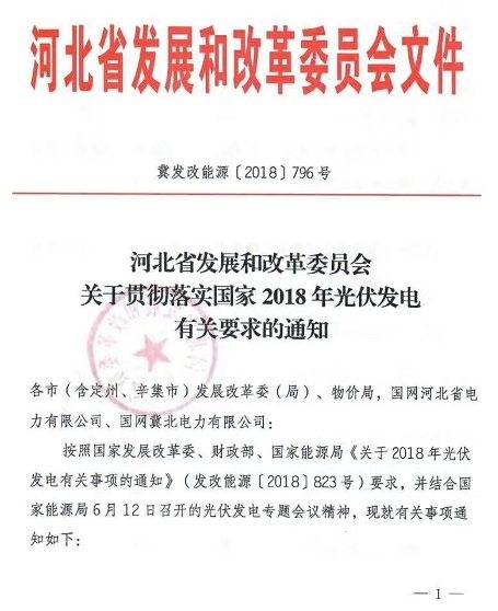 河北：光伏发电新增建设规模采取分类调控方式